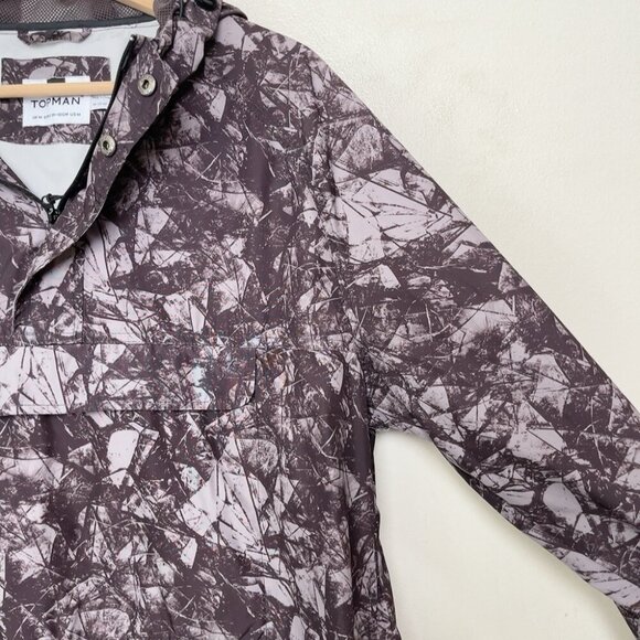 TOPMAN Mens Medium Camo Hooded Zip Neck Pullover - Picture 7 of 11
